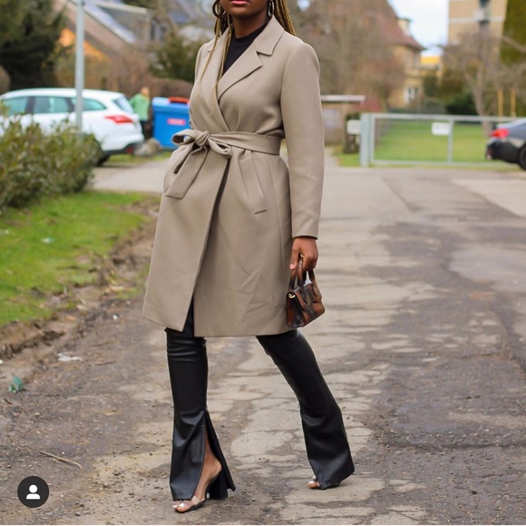 ZARA BELTED COAT KHAKI - Picture 2 of 9